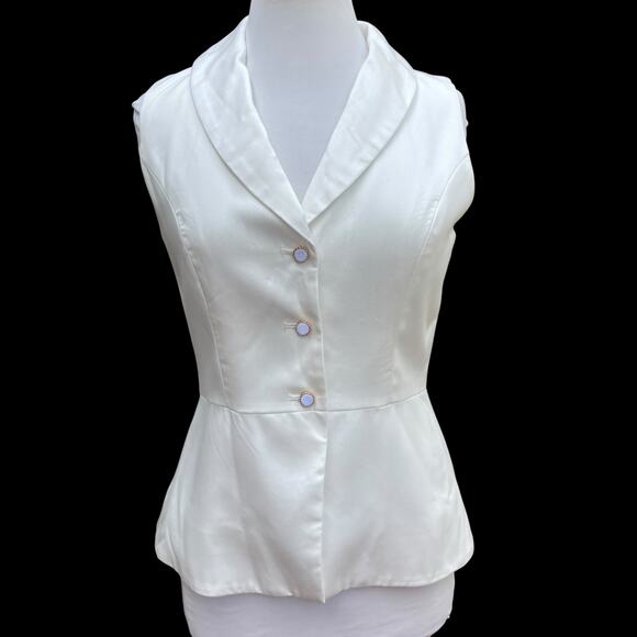 NWT!  Jason Wu White Peplum Button-Front Tencel  Vest - Size 4 - Picture 4 of 16